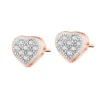 Kolczyki z różowego złota z diamentami - serca - 0,05 ct - próba 585