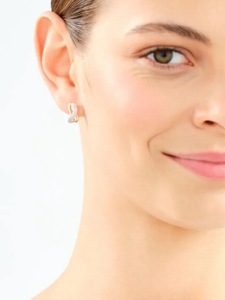 Kolczyki z żółtego, białego i różowego złota z diamentami - 0,23 ct - próba 585