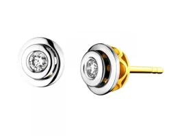 Kolczyki z żółtego i białego złota z brylantami - 0,15 ct - próba 585