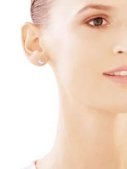 Kolczyki z żółtego i białego złota z brylantami - 0,15 ct - próba 585