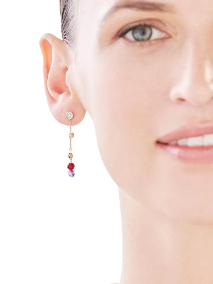 Kolczyki z żółtego i białego złota z brylantami i agatami - próba 375