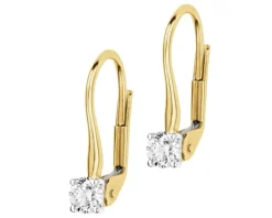 Kolczyki z żółtego i białego złota z brylantami - 0,32 ct - próba 585