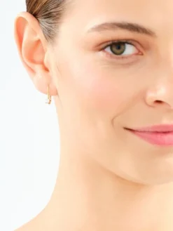 Kolczyki z żółtego i białego złota z brylantami - 0,32 ct - próba 585