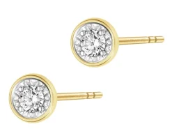 Kolczyki z żółtego i białego złota z brylantami - 0,17 ct - próba 585
