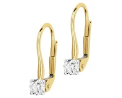 Kolczyki z żółtego i białego złota z brylantami - 0,49 ct - próba 585