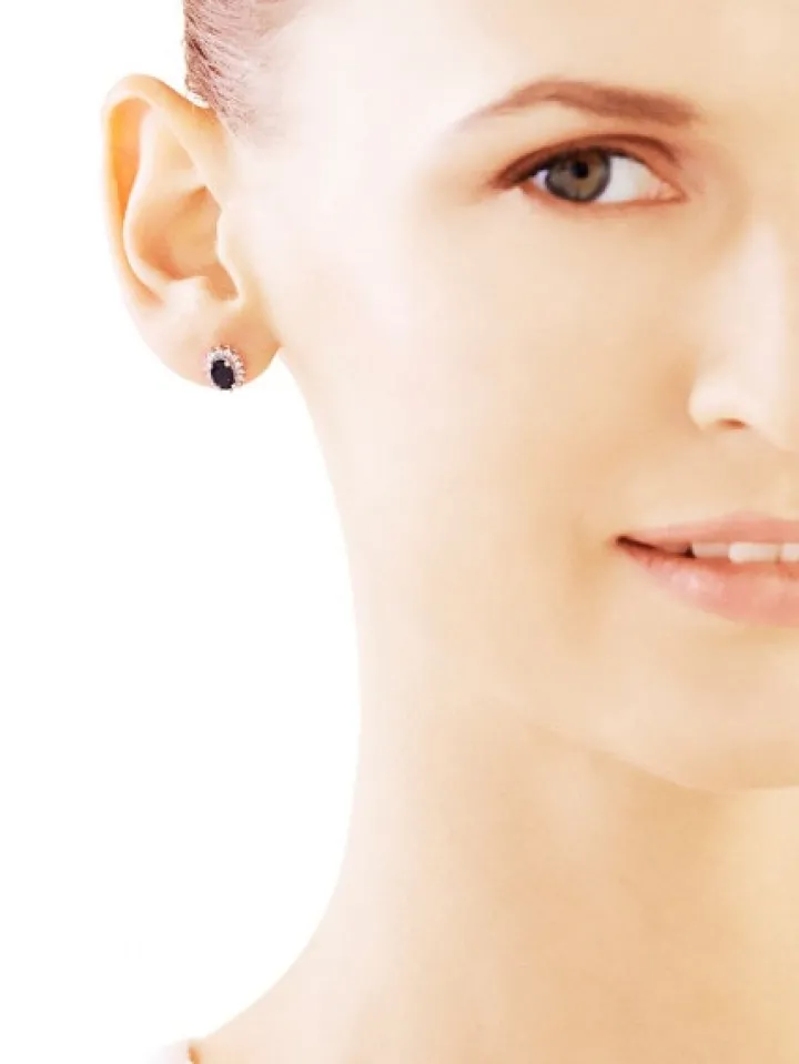 Kolczyki z żółtego i białego złota z brylantami i szafirami - próba 585