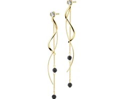 Kolczyki z żółtego i białego złota z brylantami i agatami - próba 375