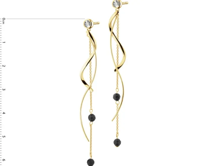 Kolczyki z żółtego i białego złota z brylantami i agatami - próba 375