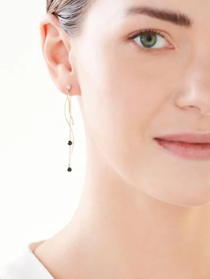 Kolczyki z żółtego i białego złota z brylantami i agatami - próba 375