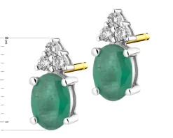 Kolczyki z żółtego i białego złota z brylantami i szmaragdami - próba 585