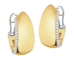 Kolczyki z żółtego i białego złota z brylantami - 0,30 ct - próba 750