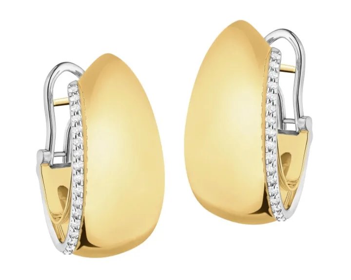 Kolczyki z żółtego i białego złota z brylantami - 0,30 ct - próba 750