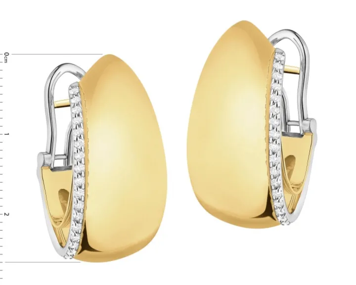 Kolczyki z żółtego i białego złota z brylantami - 0,30 ct - próba 750