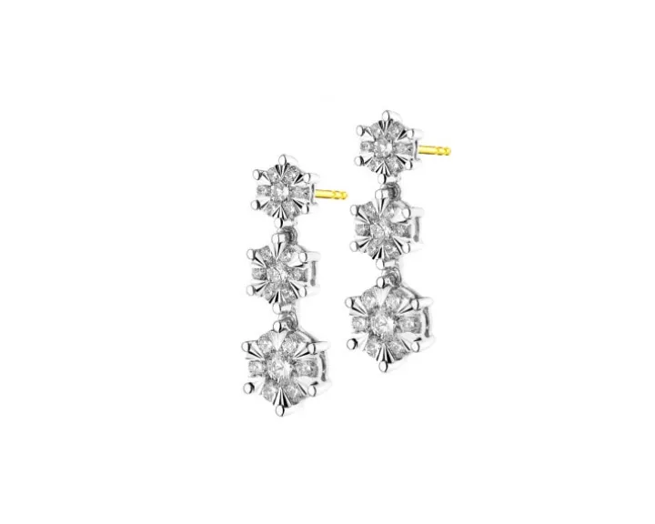 Kolczyki z żółtego i białego złota z brylantami - 0,75 ct - próba 585