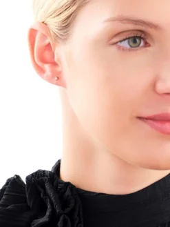 Kolczyki z żółtego i białego złota z brylantami - 0,02 ct - próba 585