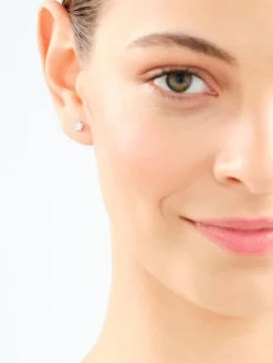 Kolczyki z żółtego i białego złota z brylantami - 0,12 ct - próba 585