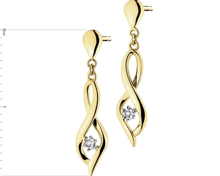 Kolczyki z żółtego i białego złota z brylantami - 0,01 ct - próba 375