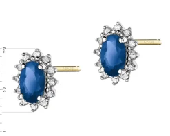 Kolczyki z żółtego i białego złota z diamentami i szafirami - próba 585