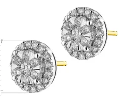 Kolczyki z żółtego i białego złota z brylantami - 1,04 ct - próba 585