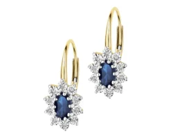 Kolczyki z żółtego i białego złota z diamentami i szafirami - próba 585