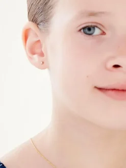 Kolczyki z żółtego i białego  złota z diamentami - 0,008 ct - próba 375