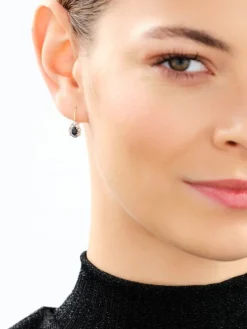 Kolczyki z żółtego i białego złota z diamentami i szafirami - próba 585