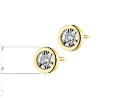 Kolczyki z żółtego i białego złota z brylantami - 0,10 ct - próba 375