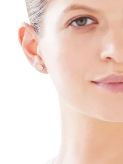 Kolczyki z żółtego i białego złota z brylantami - 0,10 ct - próba 375