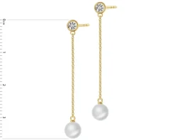 Kolczyki z żółtego i białego złota z diamentami i perłami - próba 375