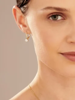 Kolczyki z żółtego i białego złota z brylantami - SI2/H - 1,00 ct - próba 585