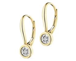 Kolczyki z żółtego i białego złota z brylantami - 0,10 ct - próba 375