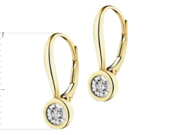 Kolczyki z żółtego i białego złota z brylantami - 0,10 ct - próba 375