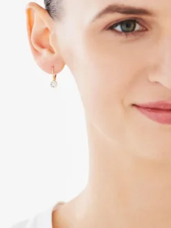 Kolczyki z żółtego i białego złota z brylantami - 0,10 ct - próba 375