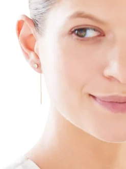 Kolczyki z żółtego i białego złota z brylantami - 0,02 ct - próba 375