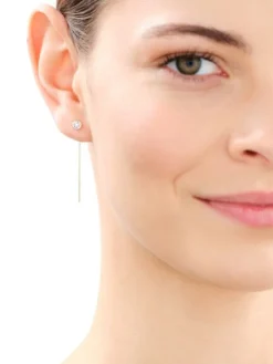 Kolczyki z żółtego i białego złota z brylantami - 0,02 ct - próba 375