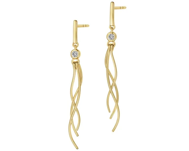 Kolczyki z żółtego i białego złota z diamentami - 0,006 ct - próba 585