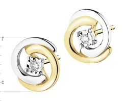 Kolczyki z żółtego i białego złota z brylantami - 0,02 ct - próba 585