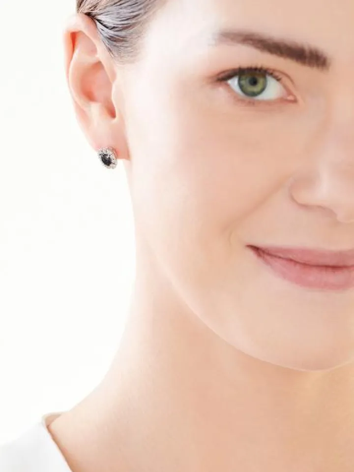 Kolczyki z żółtego i białego złota z diamentami i szafirami - próba 585