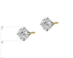 Kolczyki z żółtego i białego złota z brylantami - 0,16 ct - próba 585