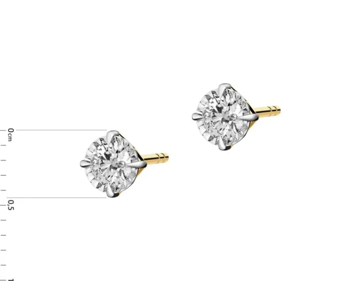 Kolczyki z żółtego i białego złota z brylantami - 0,16 ct - próba 585