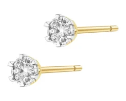 Kolczyki z żółtego i białego złota z brylantami - 0,36 ct - próba 585