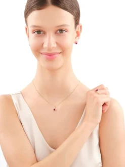 Kolczyki z żółtego i białego złota z brylantami i rubinami - próba 585