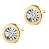 Kolczyki z żółtego i białego złota z brylantami - 0,04 ct - próba 375