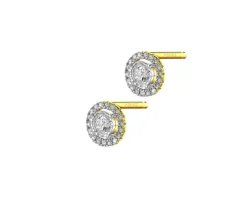 Kolczyki z żółtego i białego złota z diamentami - 0,12 ct - próba 585