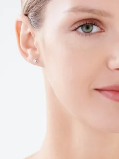 Kolczyki z żółtego i białego złota z diamentami - 0,12 ct - próba 585