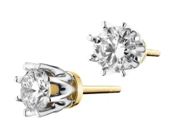 Kolczyki z żółtego i białego złota z brylantami - SI2/H - 0,68 ct - próba 585