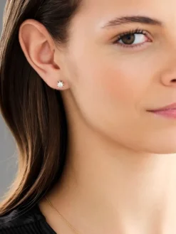 Kolczyki z żółtego i białego złota z brylantami - SI2/H - 0,68 ct - próba 585