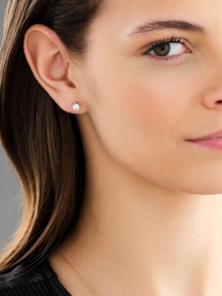 Kolczyki z żółtego i białego złota z brylantami - SI2/H - 0,68 ct - próba 585