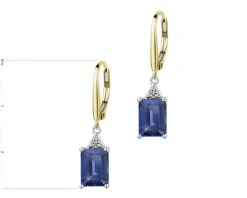 Kolczyki z żółtego i białego złota z diamentami i szafirami syntetycznymi - próba 375