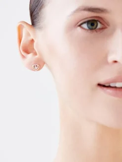 Kolczyki z żółtego i białego złota z brylantami - serca - 0,02 ct - próba 375